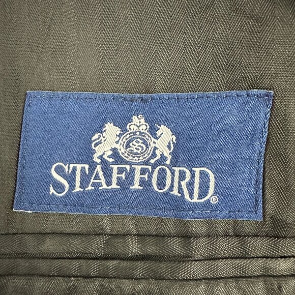 Stafford Mens Suit Jacket 46L Classic Fit 2 Button Wool Blend Charcoal Gray - Picture 4 of 7